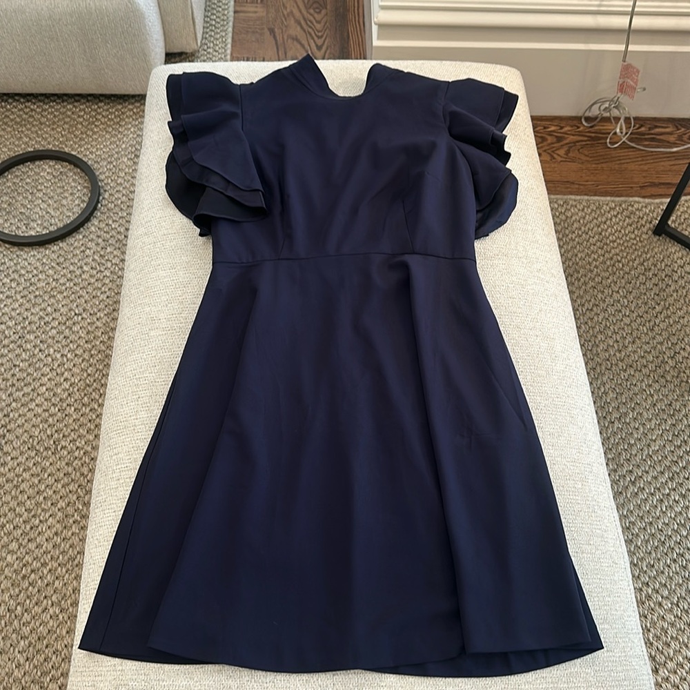 Chelsea28 navy ruffled sleeve dress